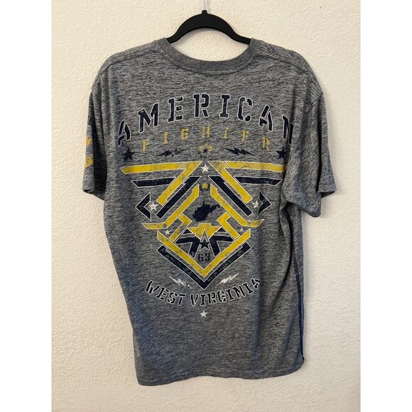 American Fighter Mens Graphic Tee West Virginia Design Gray/Yellow size XL - Picture 2 of 5